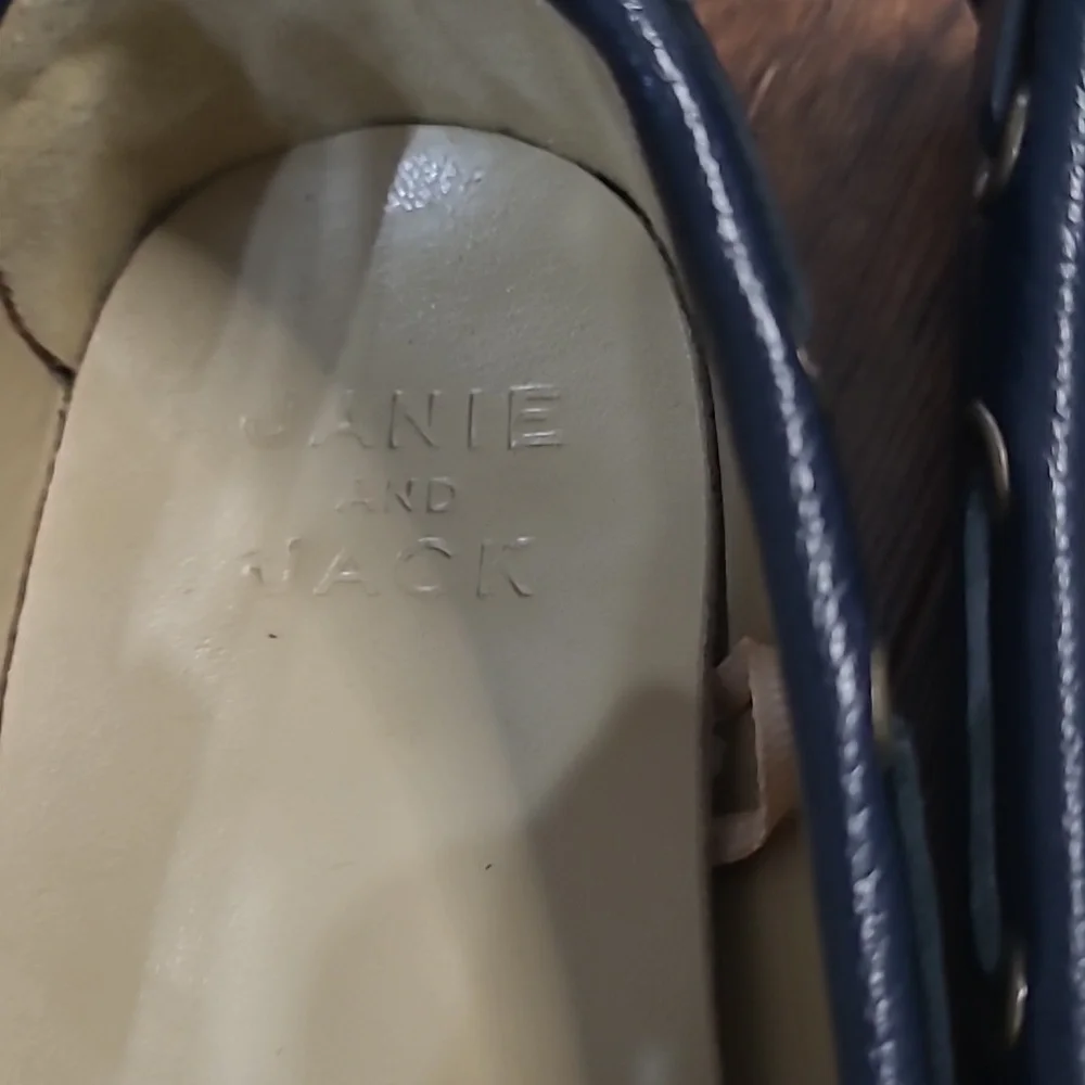 Janie and Jack Navy Blue Leather Slip-On Loafers Size 11 Kids
